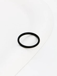 1入組極簡黑色素色戒指適合女士日常裝飾