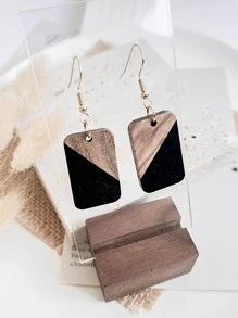 1對休閒撞色矩形耳墜適合女士適用於戶外遊玩 - 彩色 - 查看 3