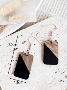 1對休閒撞色矩形耳墜適合女士適用於戶外遊玩 - 彩色 - 查看 4