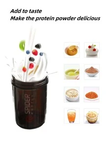 1pc Random Color PP Shaker Bottle, Modernist Letter Graphic Multi-Layer Portable Shaker Cup For Home Sports Bottle, Water Bottle For Outdoor - Green - View 11