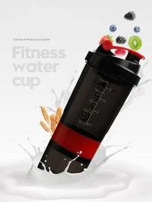 1pc Random Color PP Shaker Bottle, Modernist Letter Graphic Multi-Layer Portable Shaker Cup For Home Sports Bottle, Water Bottle For Outdoor - Green - View 10