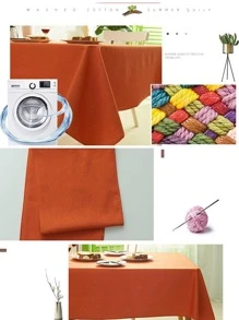 1pc Solid Color Tablecloth, Orange Simple Plastic Table Cover, For Dining Room - Orange - View 2
