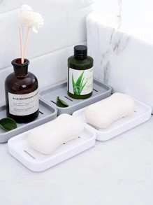 1 pièce Porte-savon en plastique, porte-savon blanc minimaliste à double couche pour la décoration de la salle de bain de la maison, la décoration d'automne, la rentrée scolaire