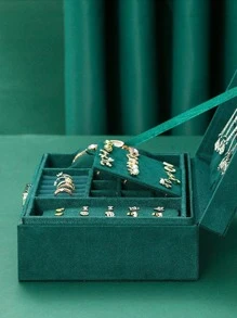 1pc Double Layer Lockable Wooden Jewelry Box, Earrings, Earrings Storage Box, Jewelry Box, Hand Jewelry Box [Without Jewelry] Back To School