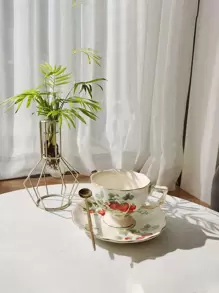 chenguang 1 件陶瓷杯或 1 件杯墊或 1 件茶壺，歐式草莓圖案家居杯 - 彩色 - 查看 5