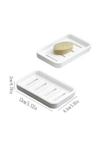 1 pièce Porte-savon en plastique, porte-savon blanc minimaliste à double couche pour la décoration de la salle de bain de la maison, la décoration d'automne, la rentrée scolaire