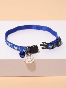 1pc Cartoon Cat Decor Pet Collar For Dogs And Cats - Blue - View 3