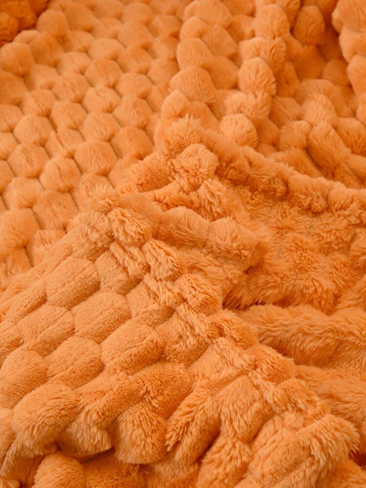1pc Plain Blanket, Simple Flannelette Warm Blanket For Home - Orange - View 4