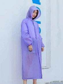 1pc EVA Raincoat, Modern White Drawstring Hooded Portable Thickened Rain Jacket For Outdoor, Spring Summer Picks, Brides Maid Gifts, Room, Bedroom Decor, Bedroom Decor, Beach, Travel, For Men, For Women, Vacation - White - View 2