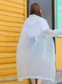 1pc EVA Raincoat, Modern White Drawstring Hooded Portable Thickened Rain Jacket For Outdoor, Spring Summer Picks, Brides Maid Gifts, Room, Bedroom Decor, Bedroom Decor, Beach, Travel, For Men, For Women, Vacation - White - View 4