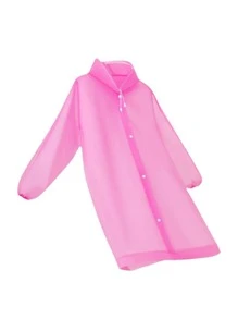 1pc EVA Raincoat, Modern White Drawstring Hooded Portable Thickened Rain Jacket For Outdoor, Spring Summer Picks, Brides Maid Gifts, Room, Bedroom Decor, Bedroom Decor, Beach, Travel, For Men, For Women, Vacation - White - View 6