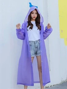 1 Áo Mưa EVA, Tối Giản Dây Rút Có Mũ Di Động Dùng Một Lần Áo Mưa Poncho Áo Khoác Ngoài Trời - Màu xanh lam - Xem 2