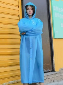 1 Áo Mưa EVA, Tối Giản Dây Rút Có Mũ Di Động Dùng Một Lần Áo Mưa Poncho Áo Khoác Ngoài Trời - Màu xanh lam - Xem 4