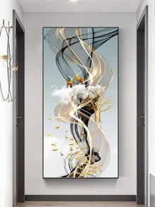 抽象圖案無框畫 - 米色 - 查看 3