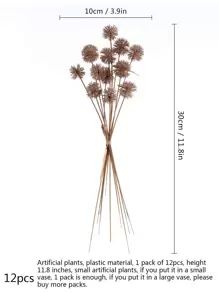 12/24 Stück künstliche Pflanze, Löwenzahn künstliche Blumen, künstliche Plastik Igelkugel Blume weiß braun, Fake Pflanze Heim Wohnzimmer Esszimmer Tischdekoration Weihnachtsartikel