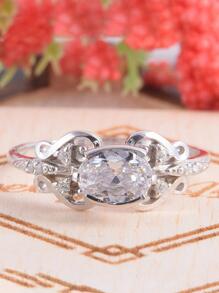 1 Máy Tính Quyến Rũ Đá Trang Trí Nhẫn Cho Nữ Cho Tiệc Cưới Trang Sức Lễ Tình Nhân Quà Tặng - Bạc - Xem 6