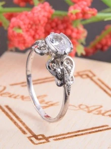 1 Máy Tính Quyến Rũ Đá Trang Trí Nhẫn Cho Nữ Cho Tiệc Cưới Trang Sức Lễ Tình Nhân Quà Tặng - Bạc - Xem 8