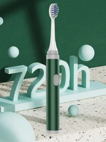 1pc PP Electric Toothbrush With 5pcs Toothbrush Head, Simple Green Soft Waterproof Automatic Toothbrush For Bathroom - Green - View 9