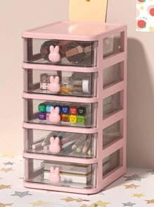1pc Multi-layer Desk Storage Box - Pink - View 1