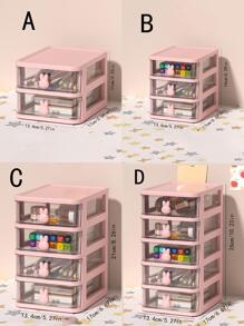 1pc Multi-layer Desk Storage Box - Pink - View 2