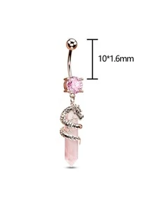 1顆個性化龍頭鑲嵌寶石肚臍環,肚臍穿刺飾品 - 淺粉色 - 查看 2