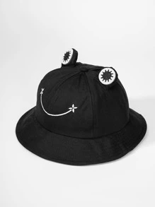 1入組男士卡通青蛙設計可愛漁夫帽 - 黑色 - 查看 2