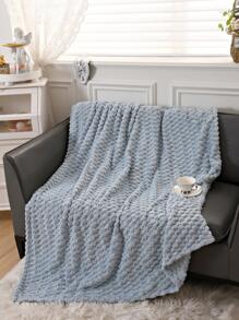 1pc Plain Blanket, Simple Flannelette Warm Blanket For Home - Baby Blue - View 1