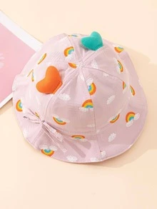 Baby Girls Rainbow Stripe Print Bucket Hat For Outdoor - Multicolor - View 2