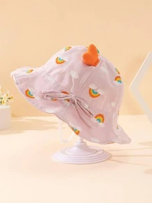 Baby Girls Rainbow Stripe Print Bucket Hat For Outdoor - Multicolor - View 1