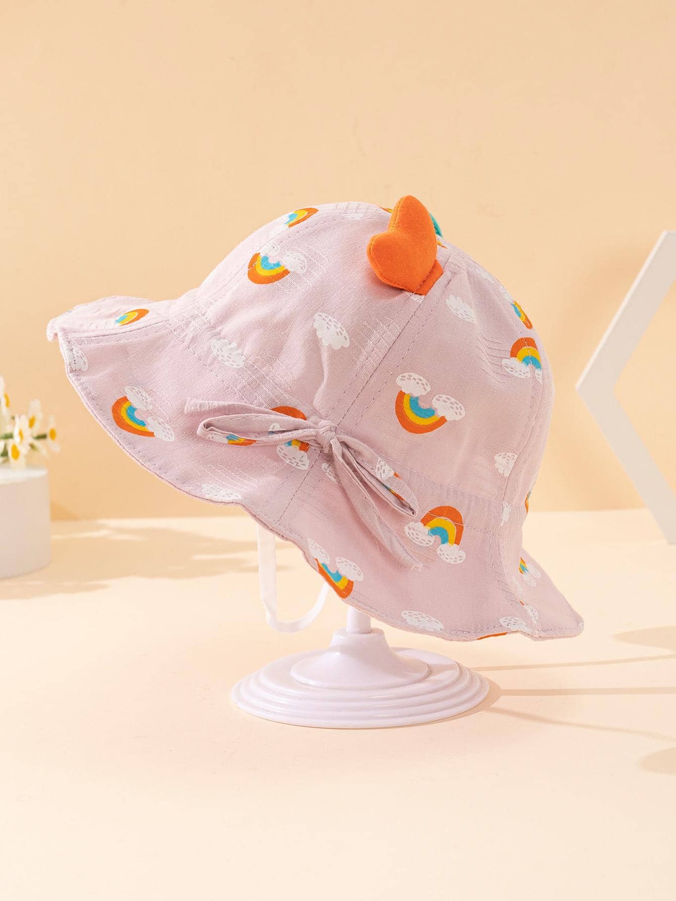 Baby Girls Rainbow Stripe Print Bucket Hat For Outdoor - Multicolor - View 1