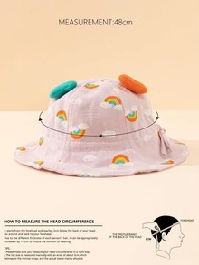 Baby Girls Rainbow Stripe Print Bucket Hat For Outdoor - Multicolor - View 4
