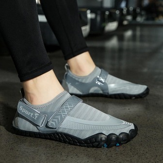 女士菱形圖案透氣魔術貼水運動戶外網紗溯溪鞋