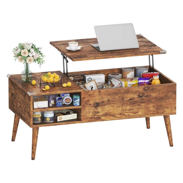 Furmax Wood Lift Top Coffee Table With Hidden Compartment And Adjustable Storage Shelf
