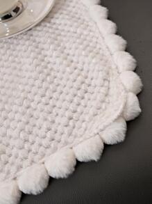 1入組素色絨球裝飾蓋毯家用簡約絨布蓋毯