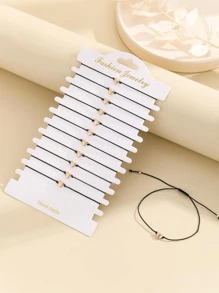 12条简约时尚赤铁矿心形手工编织手链，适合母亲节、情人节装饰，女士礼物 - 彩色 - 查看 2
