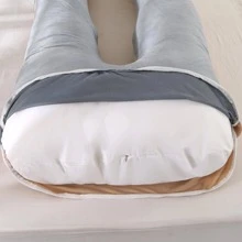 1pc Crystal Plush Double Color Light Blue Gray Maternity Pillow (Couple Pillow), Bedding, Pillows For Bed, Home - Camel - View 7