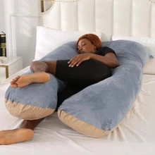 1pc Crystal Plush Double Color Light Blue Gray Maternity Pillow (Couple Pillow), Bedding, Pillows For Bed, Home - Camel - View 4