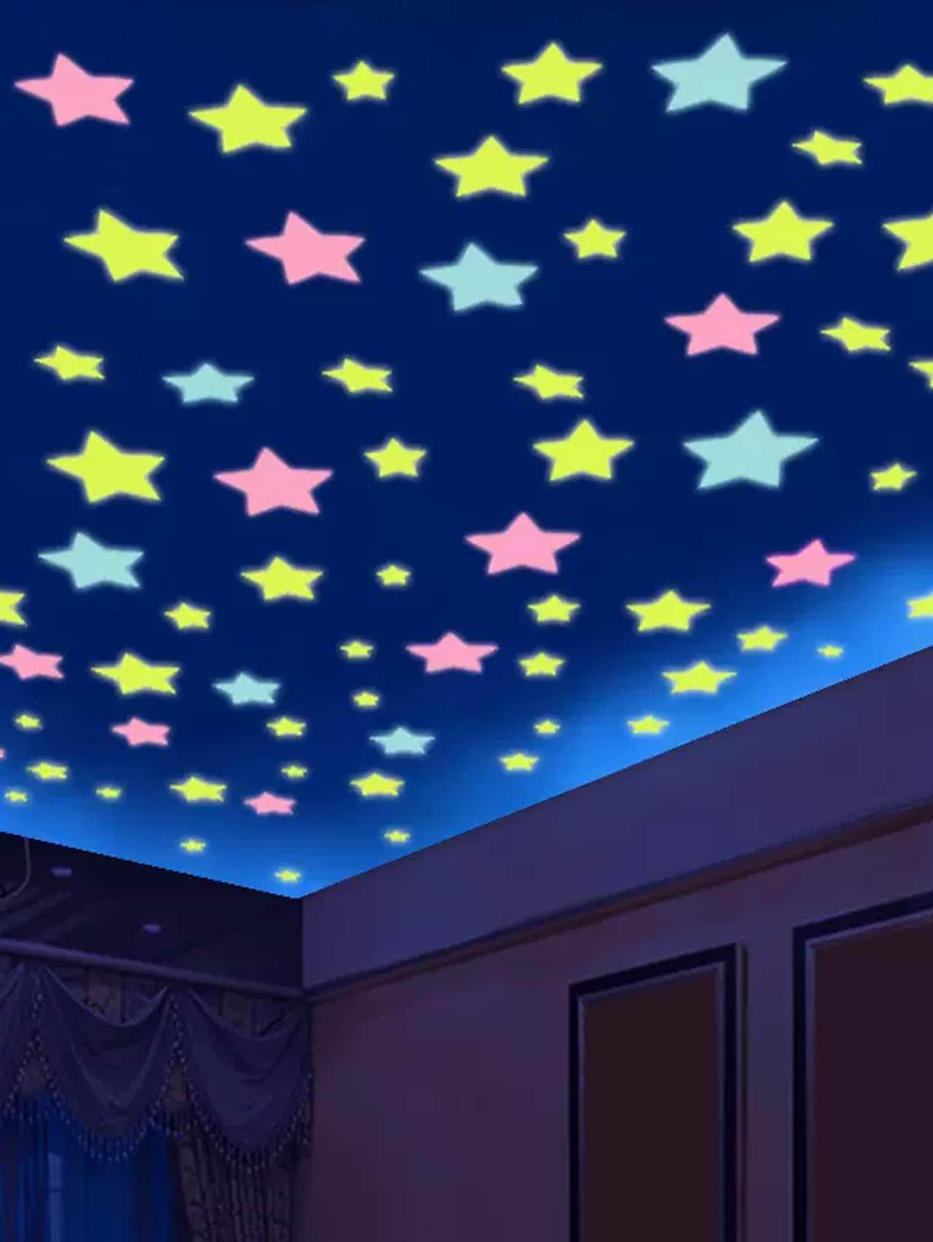 100Pcs Luminous Wall Stickers Glow In The Dark Stars Stickers For Kids Baby Rooms Colorful Fluorescent Home Room Decor Decals - Multicolor - View 1