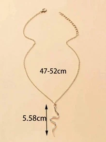 1pc New Fashion Simple Snake Pendant Necklace For Women's Spring and Summer Accessories - Yellow Gold - View 4