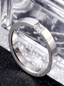 1 chiếc nhẫn bằng thép titan & đá khối zirconia thời trang và thanh lịch, Nhẫn đôi đơn giản, Phổ biến, mát mẻ, Nhẫn kim cương cổ điển, Nhẫn đá quý tinh tế hào nhoáng sang trọng của Nhật Bản và Hàn Quốc, Nhẫn đuôi đa năng sang trọng, Quà tặng nhẫn hứa hẹn trong bữa tiệc sinh nhật, Trang sức cầm tay có thiết kế cá nhân, mờ Nhẫn doanh nghiệp được hoàn thiện bằng bàn chải, Nhẫn đôi tình bạn lãng mạn đáng yêu, Nhẫn bằng thép titan không phai màu và không bị đổi màu Nhẫn đính kim cương & đá khối zirconia - Bạc - Xem 2