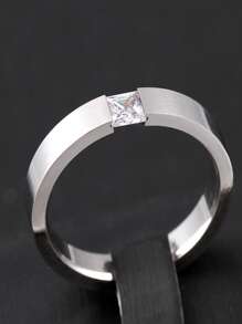 1 chiếc nhẫn bằng thép titan & đá khối zirconia thời trang và thanh lịch, Nhẫn đôi đơn giản, Phổ biến, mát mẻ, Nhẫn kim cương cổ điển, Nhẫn đá quý tinh tế hào nhoáng sang trọng của Nhật Bản và Hàn Quốc, Nhẫn đuôi đa năng sang trọng, Quà tặng nhẫn hứa hẹn trong bữa tiệc sinh nhật, Trang sức cầm tay có thiết kế cá nhân, mờ Nhẫn doanh nghiệp được hoàn thiện bằng bàn chải, Nhẫn đôi tình bạn lãng mạn đáng yêu, Nhẫn bằng thép titan không phai màu và không bị đổi màu Nhẫn đính kim cương & đá khối zirconia - Bạc - Xem 5