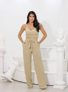 Women Two-piece Outfits - 杏色 - 查看 1