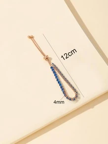 1入組時尚銅水鑽裝飾手鏈適合女士日常裝飾 - 寶藍色 - 查看 2