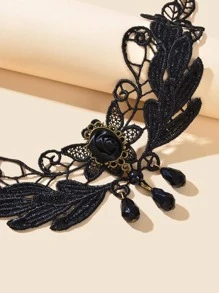 1 Ren Đen Hoa & Hình Giọt Nước Mặt Dây Chuyền Vòng Cổ Choker Gothic Vòng Cổ - màu đen - Xem 5