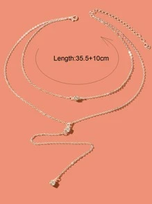 1入組時尚鋅合金水鑽裝飾Y字項鍊適合女士適用於宴會