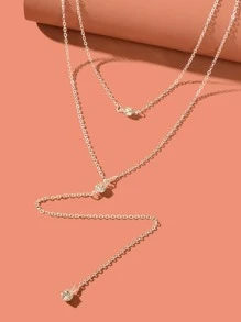 1入組時尚鋅合金水鑽裝飾Y字項鍊適合女士適用於宴會