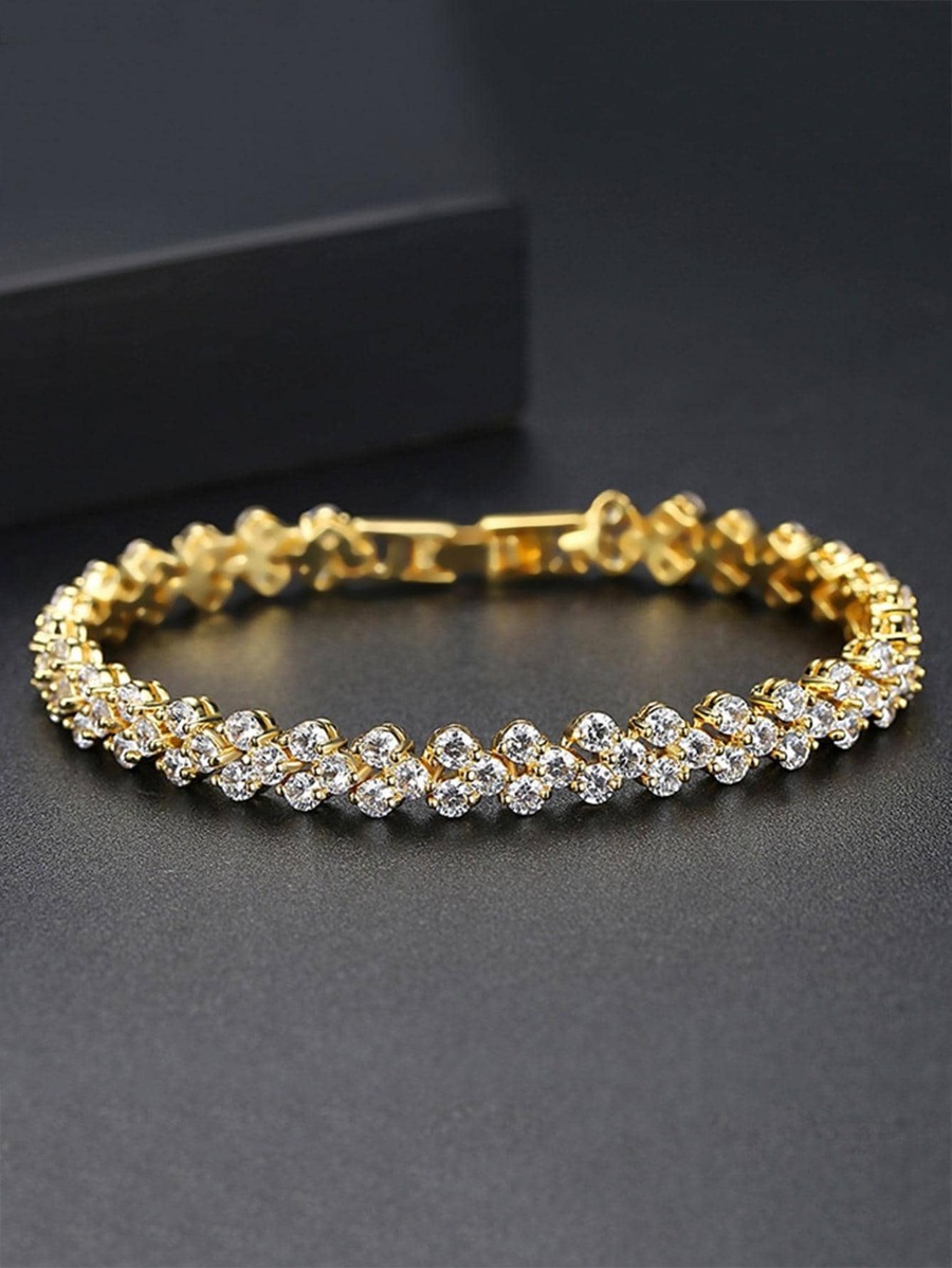 Pulsera con diseño de diamante de imitación - Dorado - Ver 1