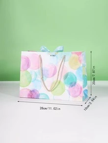 1pc Bubble Print Bow Decor Gift Bag, Modern Round Pattern Waterproof Gift Wrapping Bag For Party, Holiday, Wedding