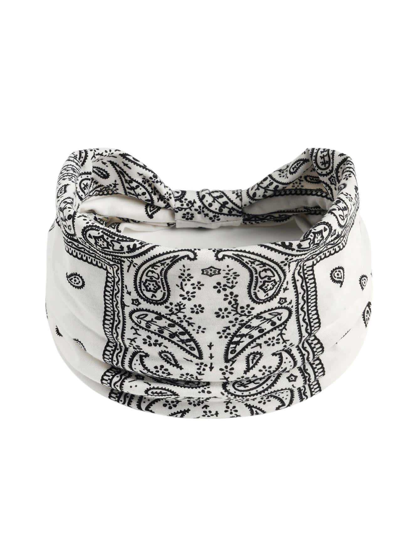 Băng đô cài tóc phong cách Bohemian cho nữ họa tiết Paisley cho cuộc sống hàng ngày - trắng - Xem 1