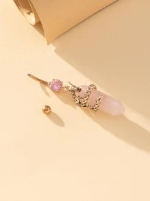 1pc European Style Exquisite Dragon Shaped Crystal Belly Button Ring, Inlaid With & Rhinestone, Luxury Dragon Claw Stainless Steel Navel Ring, Body Piercing Navel Jewelry - Multicolor - View 2